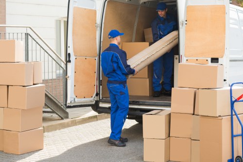 Packing service materials and organised moving boxes for a home in Tulse Hill