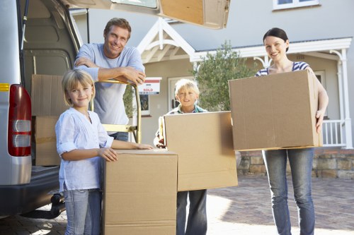 Local moving truck service on a residential South London street