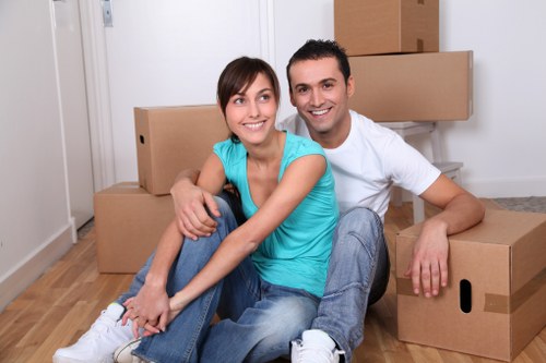 Household boxes and furniture being prepared for a Tulse Hill move