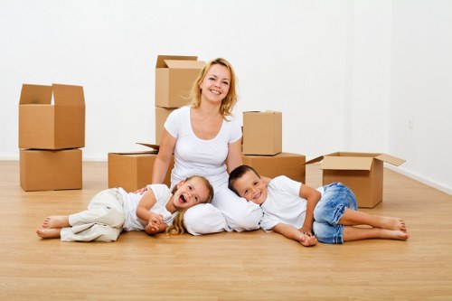 Office relocation materials and equipment being prepared in Tulse Hill